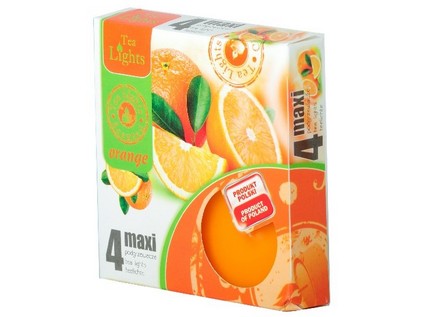 SVÍČKA Čajové maxi 4 ks Orange vonné svíčky