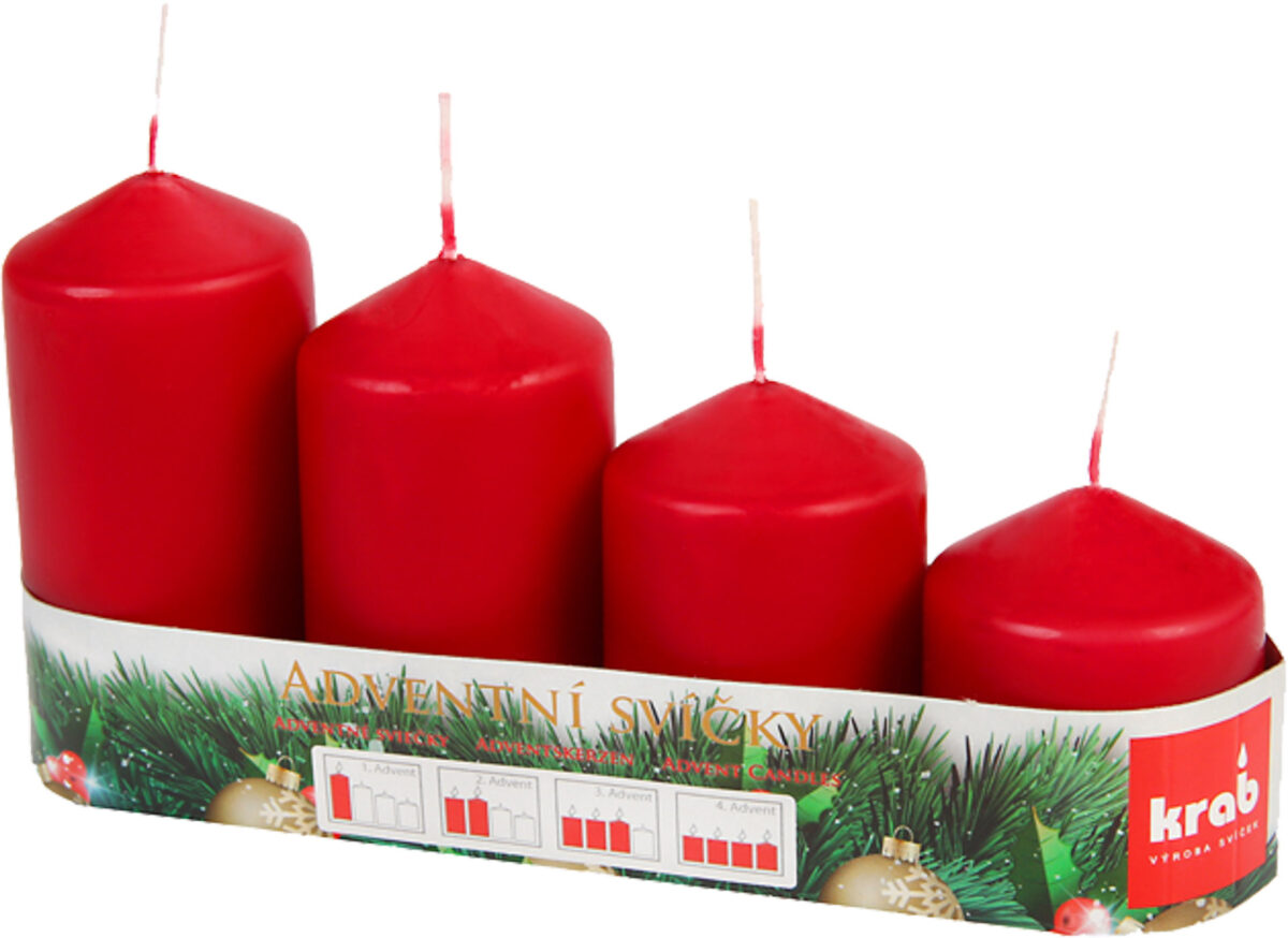 Svíčka adventní schody 50x60/75/90/105 mm - bordó (4ks) - Image 1