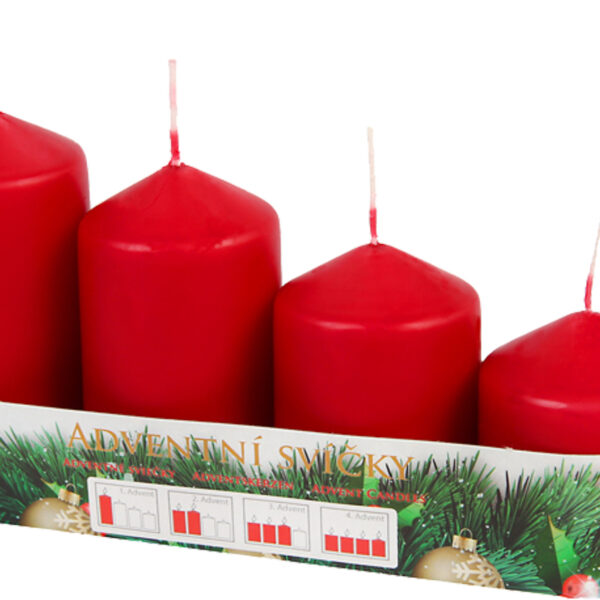 Svíčka adventní schody 50x60/75/90/105 mm - bordó (4ks)