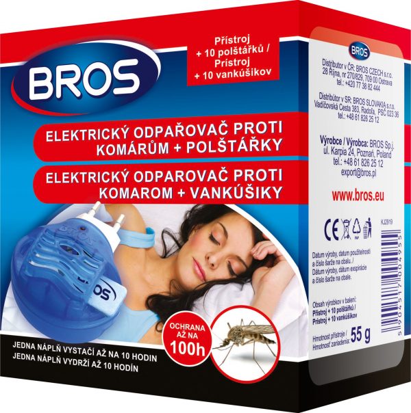 BROS - elektrický odpařovač proti komárům + 10 polštářků - e2e4b7de 6c14 4544 b9ad 9edaeacd46e0