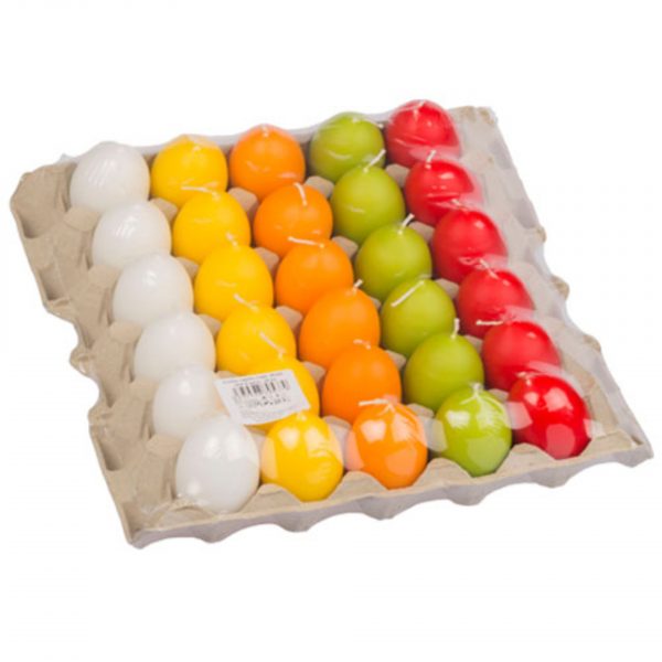 Svíčka vejce malé 45x60 mm plato - mix barev (5x6 ks) - ee05726c 67cd 4902 a952 8c985a0e14ab