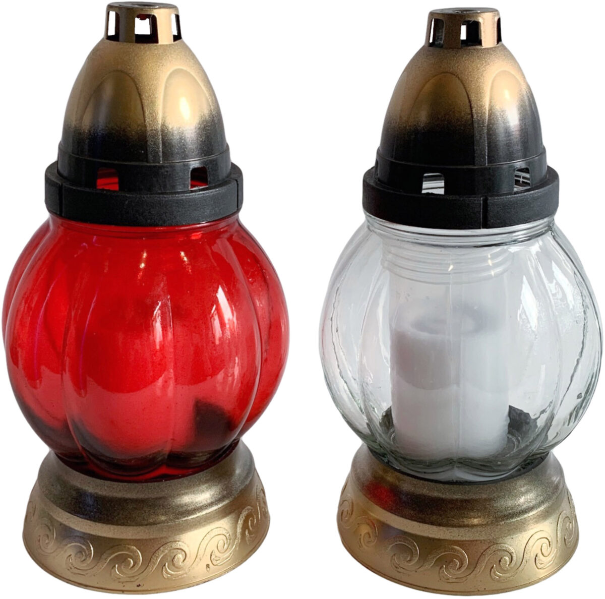 Svíčka sklo lampa koule - 45 g mix bílá/červená - Image 2