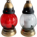 Svíčka sklo lampa koule - 45 g mix bílá/červená - Image 2