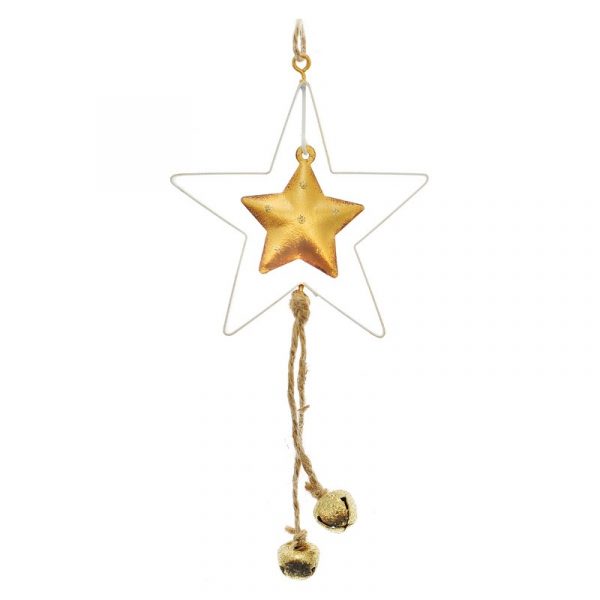 Závěs Mital hvězda zlatá v bílé, kov - 10294 1