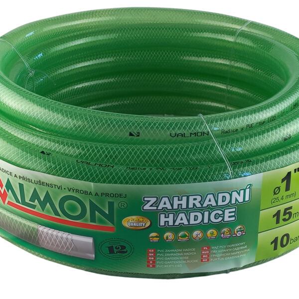 Hadice zelená transparentní Valmon - 1", role 15 m ( 10 bar )