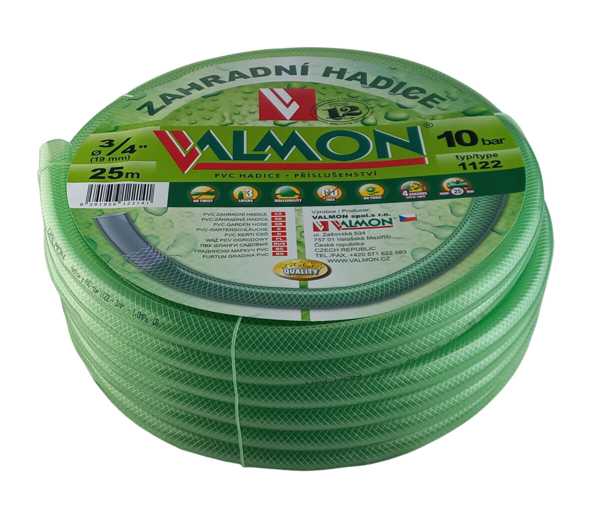 Hadice zelená transparentní Valmon - 3/4", role 25 m ( 10 bar ) - Image 1