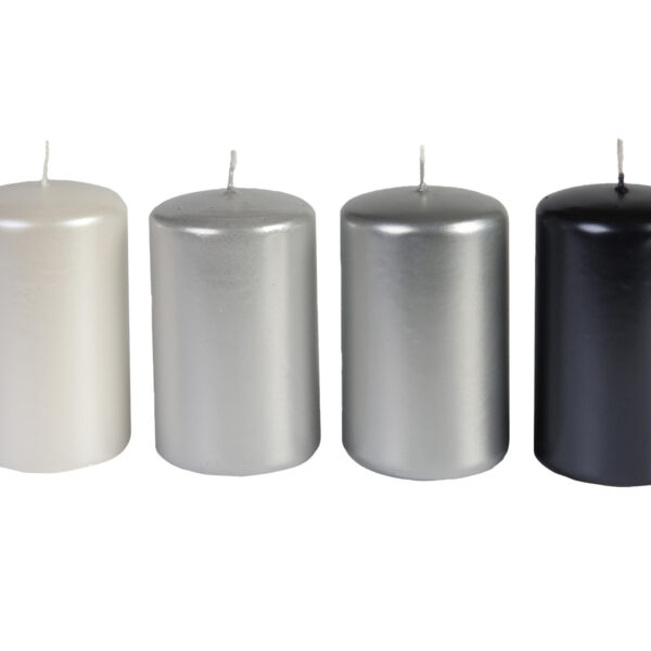 Svíčka adventní válec 60x100 mm - metalická mix černá (4ks)