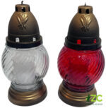 Svíčka sklo lampa koule - 45 g mix bílá/červená